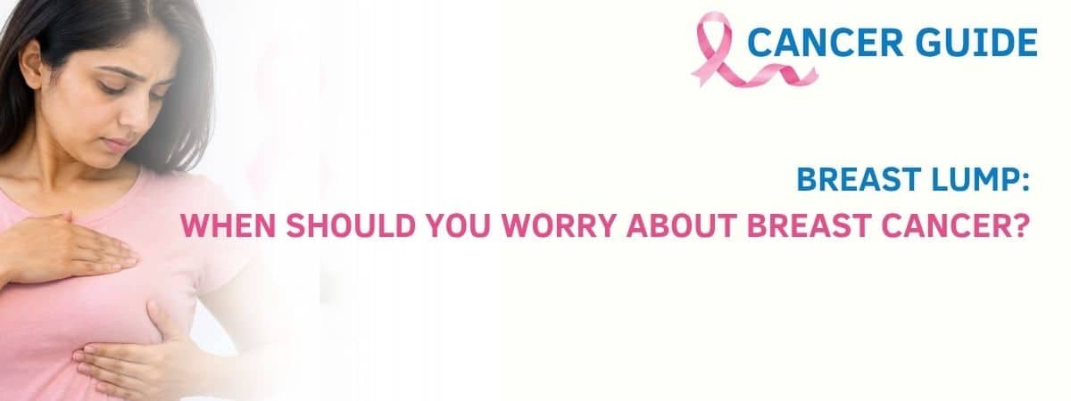 Woman checking for a breast lump and breast cancer symptoms