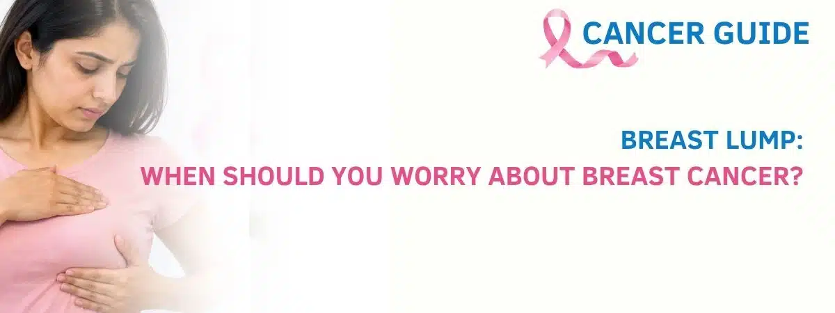 Woman checking for a breast lump and breast cancer symptoms